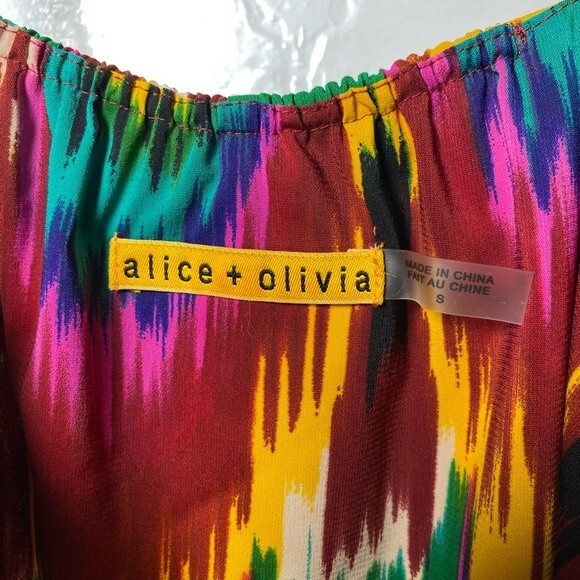 ALICE + OLIVIA Russel Mini Slip Dress Multicolor Tribal Wave Print Small - Picture 2 of 10